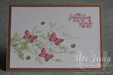 Geburtstagskarte mit "Very Versailles" und "Schmetterlingsglück"